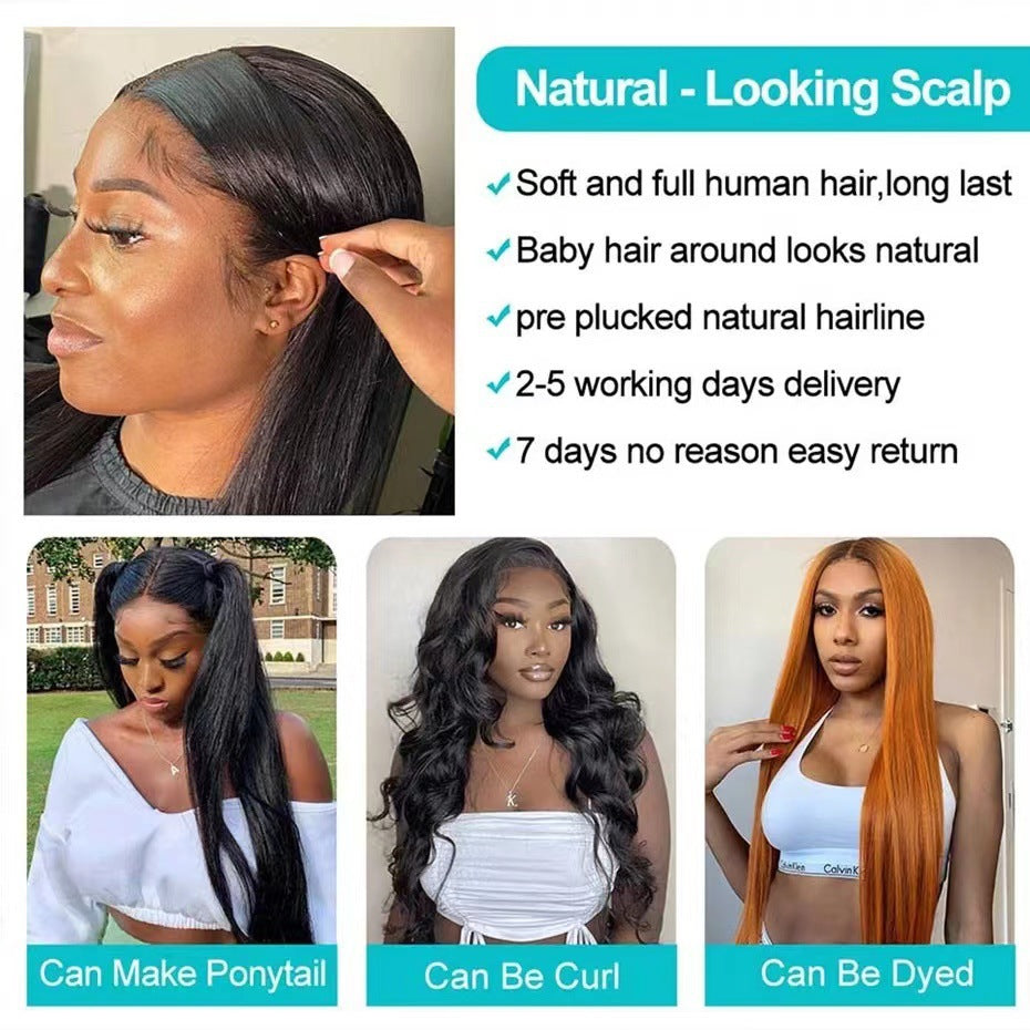 Women's Mid-length Hair Fiber Front Lace Head Long Straight Wig