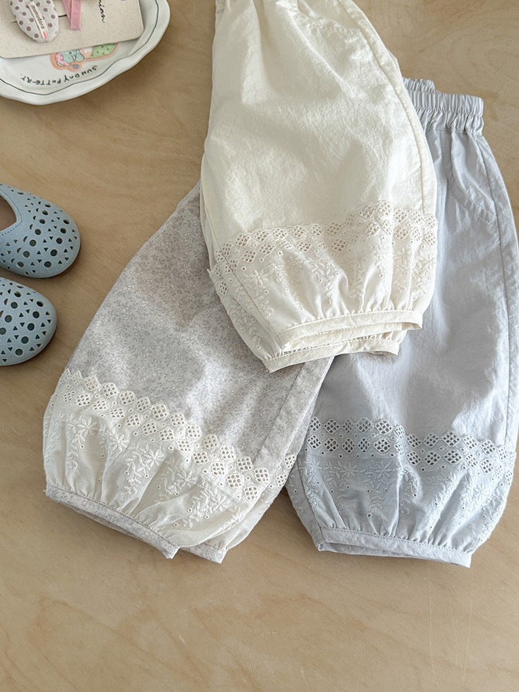 Casual Cotton Cropped Summer Infant Fashionable Lace Children's Pants