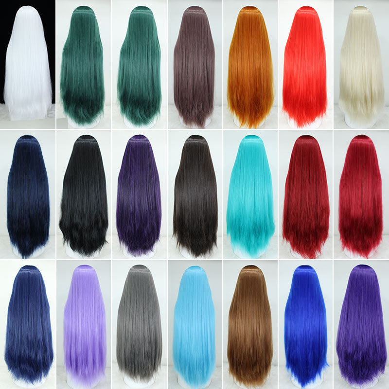 Anime Head Cover Fluffy Long Straight Hair Cos Wig