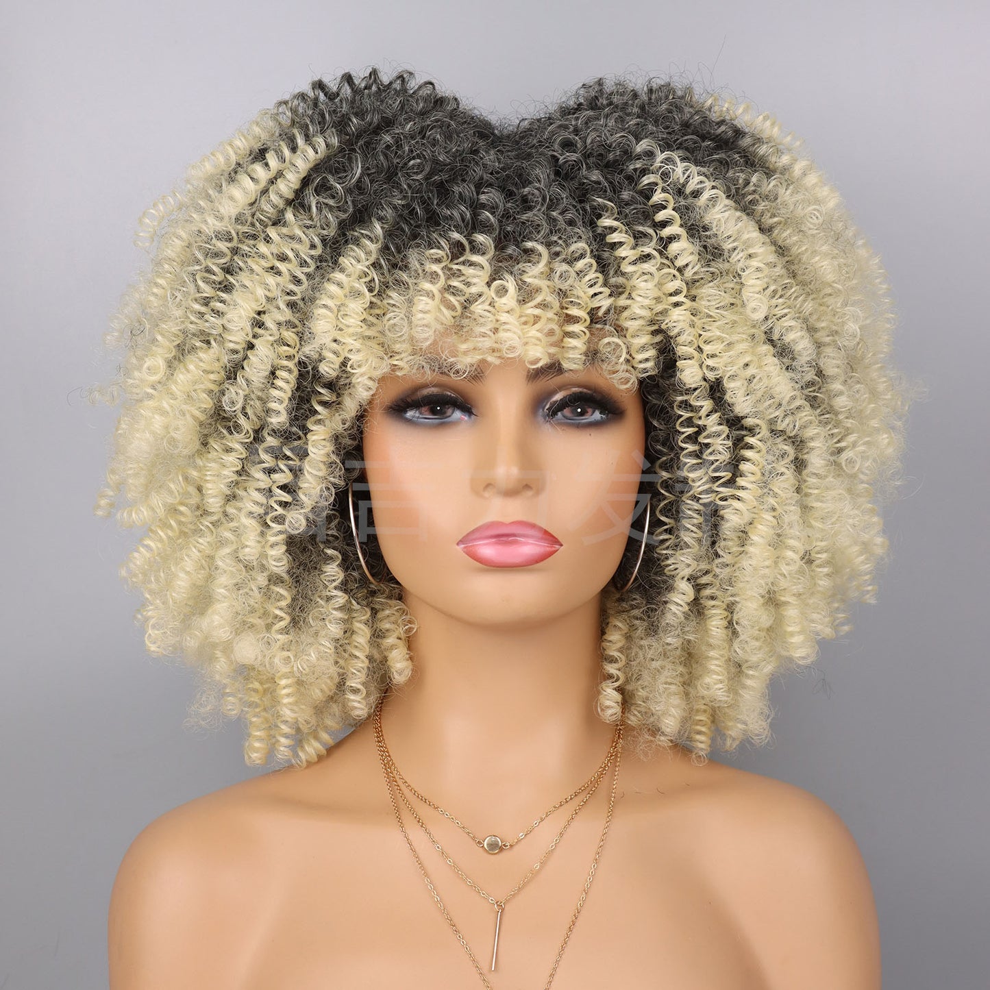 Afro African Small Volume Fluffy Head Wig Short Curly Hair