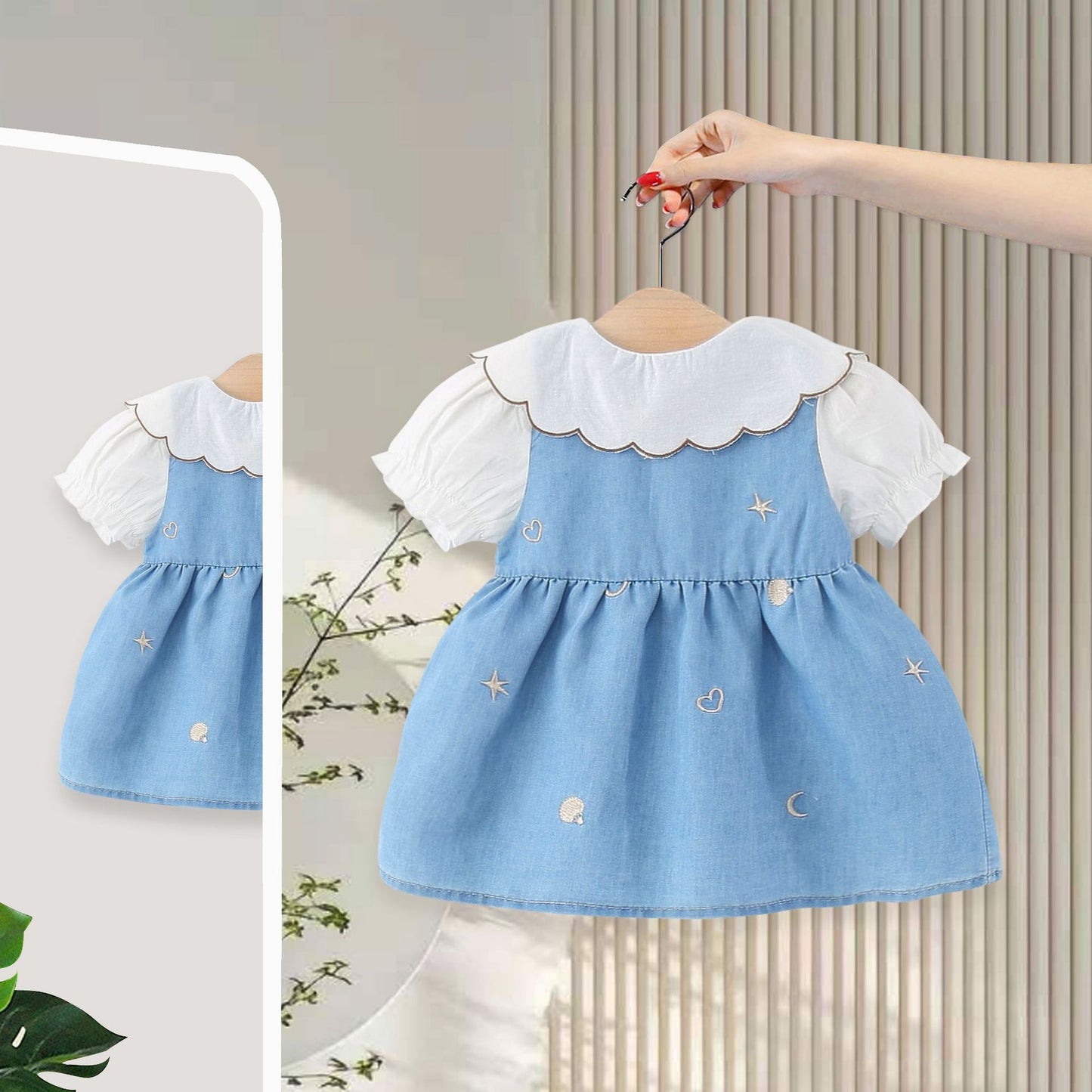 Children's Summer Shirt Casual Petal Collar Short-sleeved Children's Dress