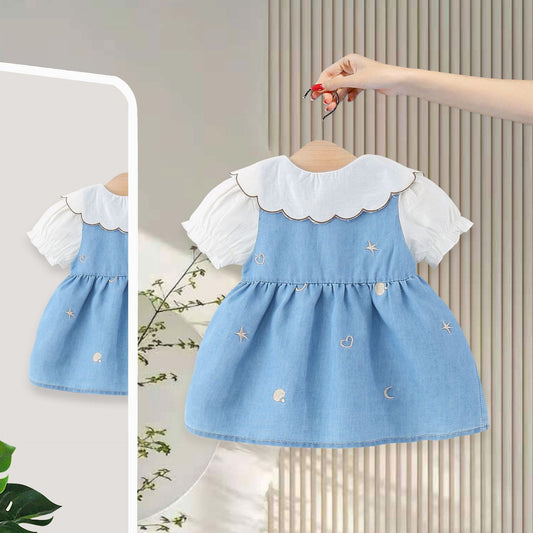 Children's Summer Shirt Casual Petal Collar Short-sleeved Children's Dress