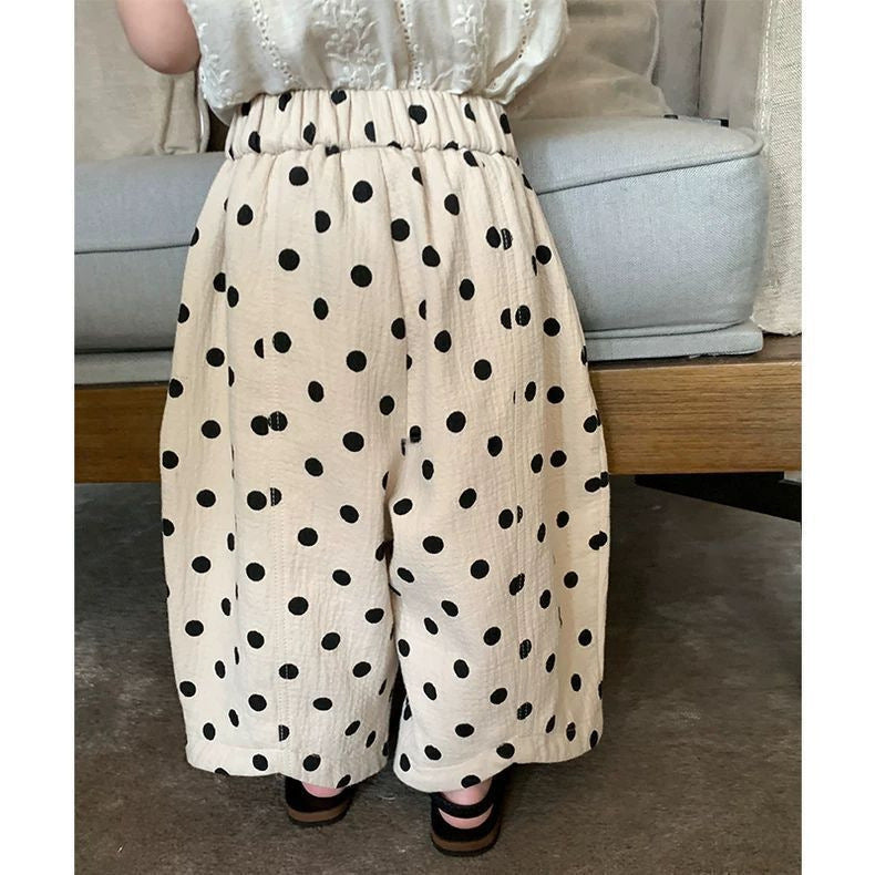 Kindergarten Polka Dot Casual Fashionable Ninth Children's Pants