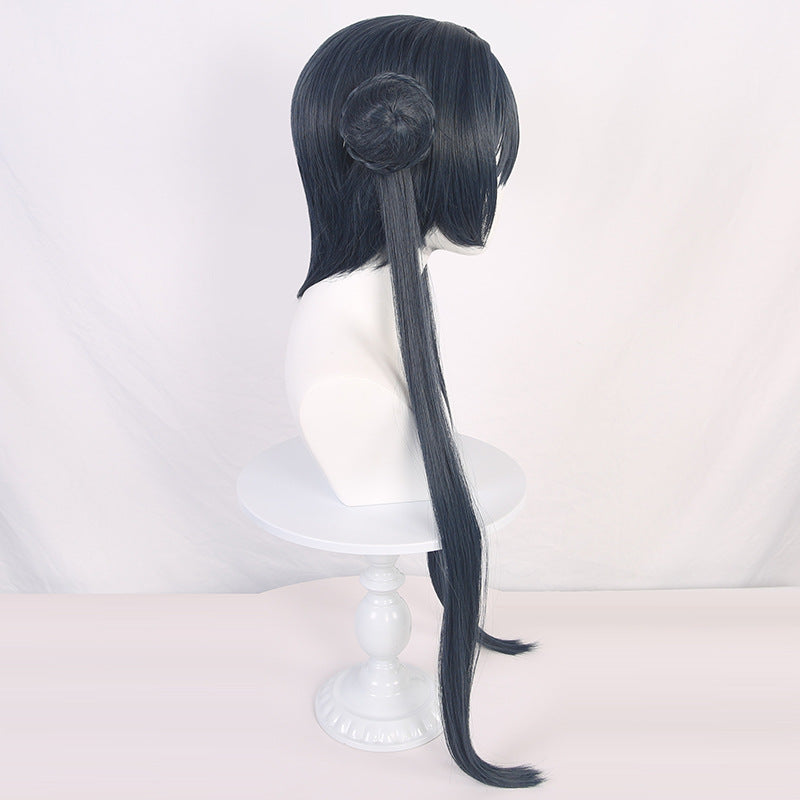 Blue File Concubine Artificial Human Scalp Split Hair Bag Double Cos Wig