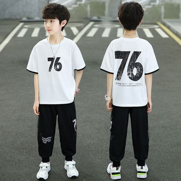 Children's Clothes Casual Handsome Middle Big Trousers Two-piece Fashion Children's Suit