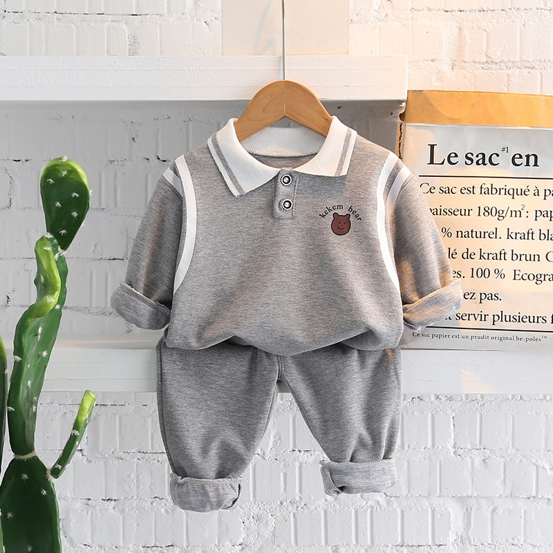 Children's Two-piece Cartoon Lapel Boys Autumn Clothing Children's Suit