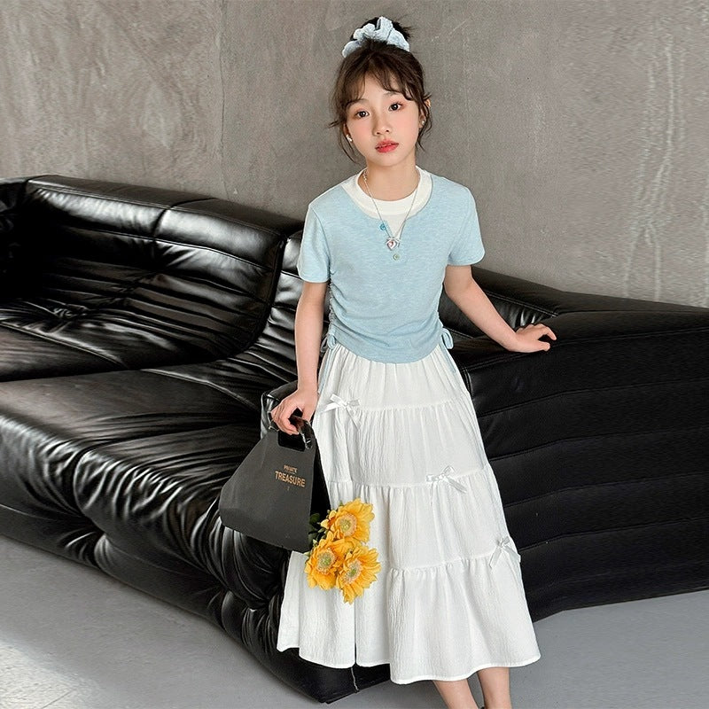 Children's Sleeve Skirt Korean T-shirt Cake Dress Children's Suit