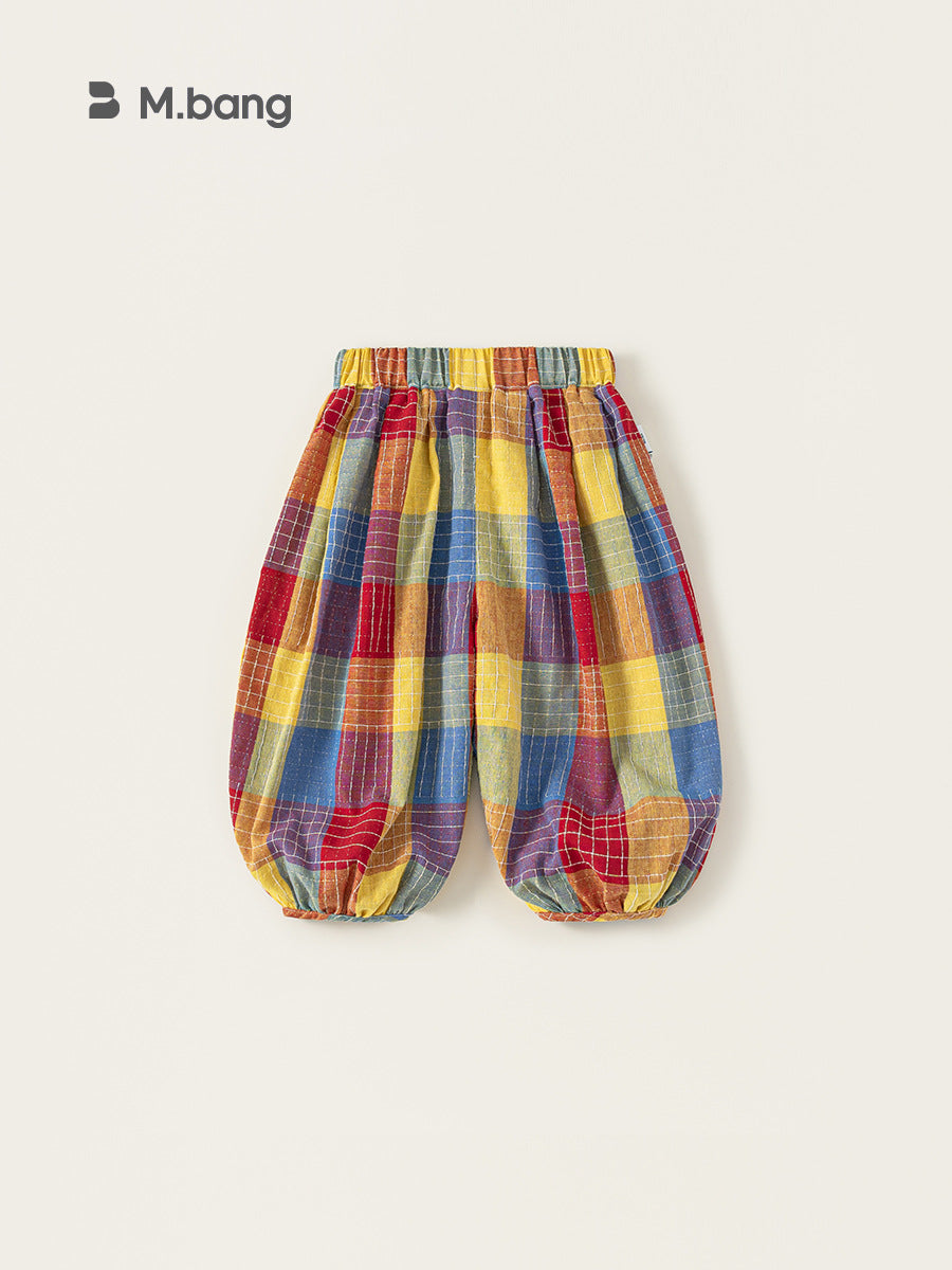 Children's Trousers Summer Colorful Plaid Bloomers Retro Children's Pants