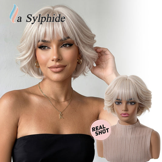 French Broken Bangs Texture Wave With Fluffy Air Feeling Retro Wig Short Curly Hair