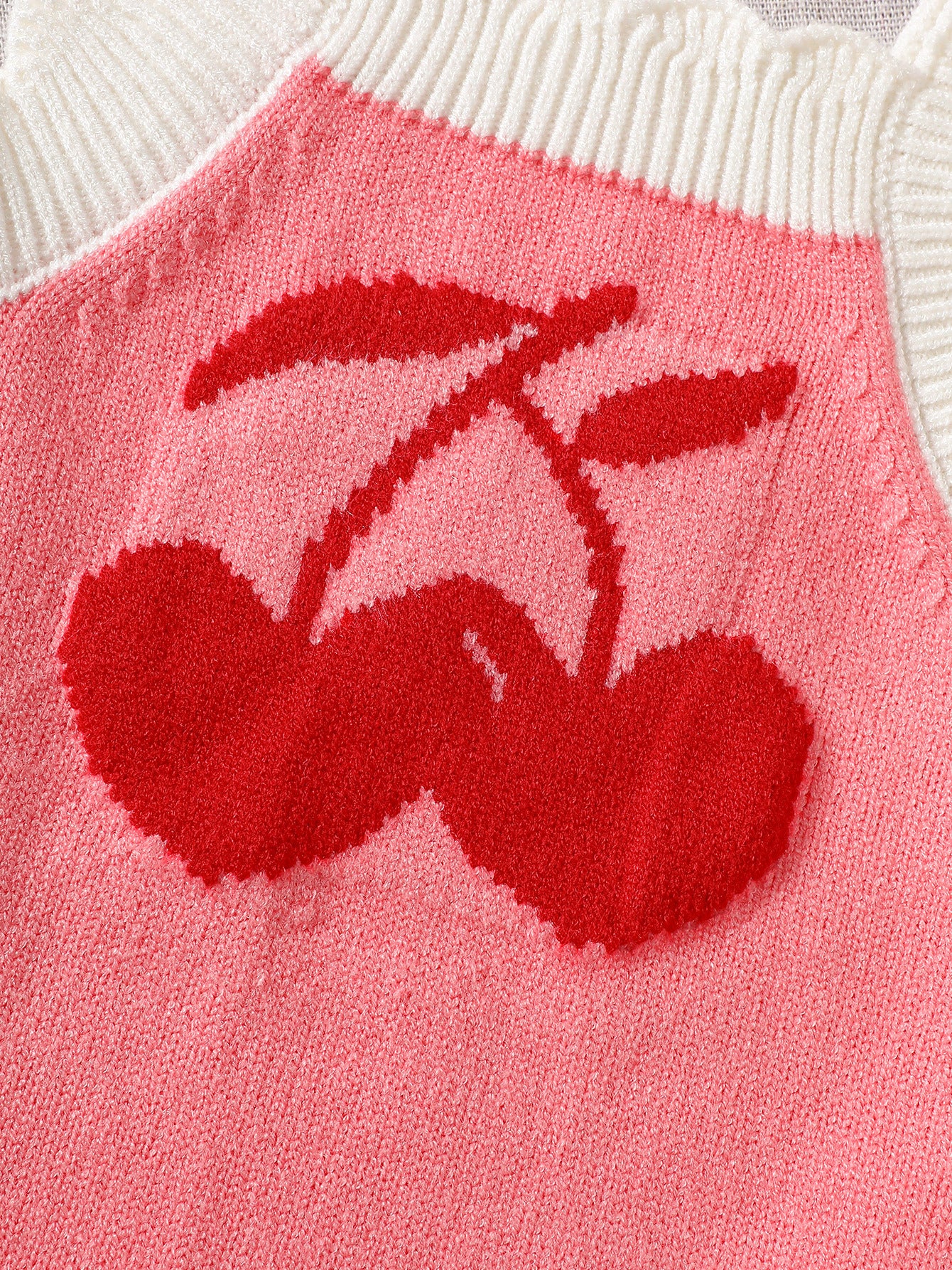 Sling Triangle Rompers Cartoon Strawberry Embroidered Sweater Jumpsuit, Climbing Suit
