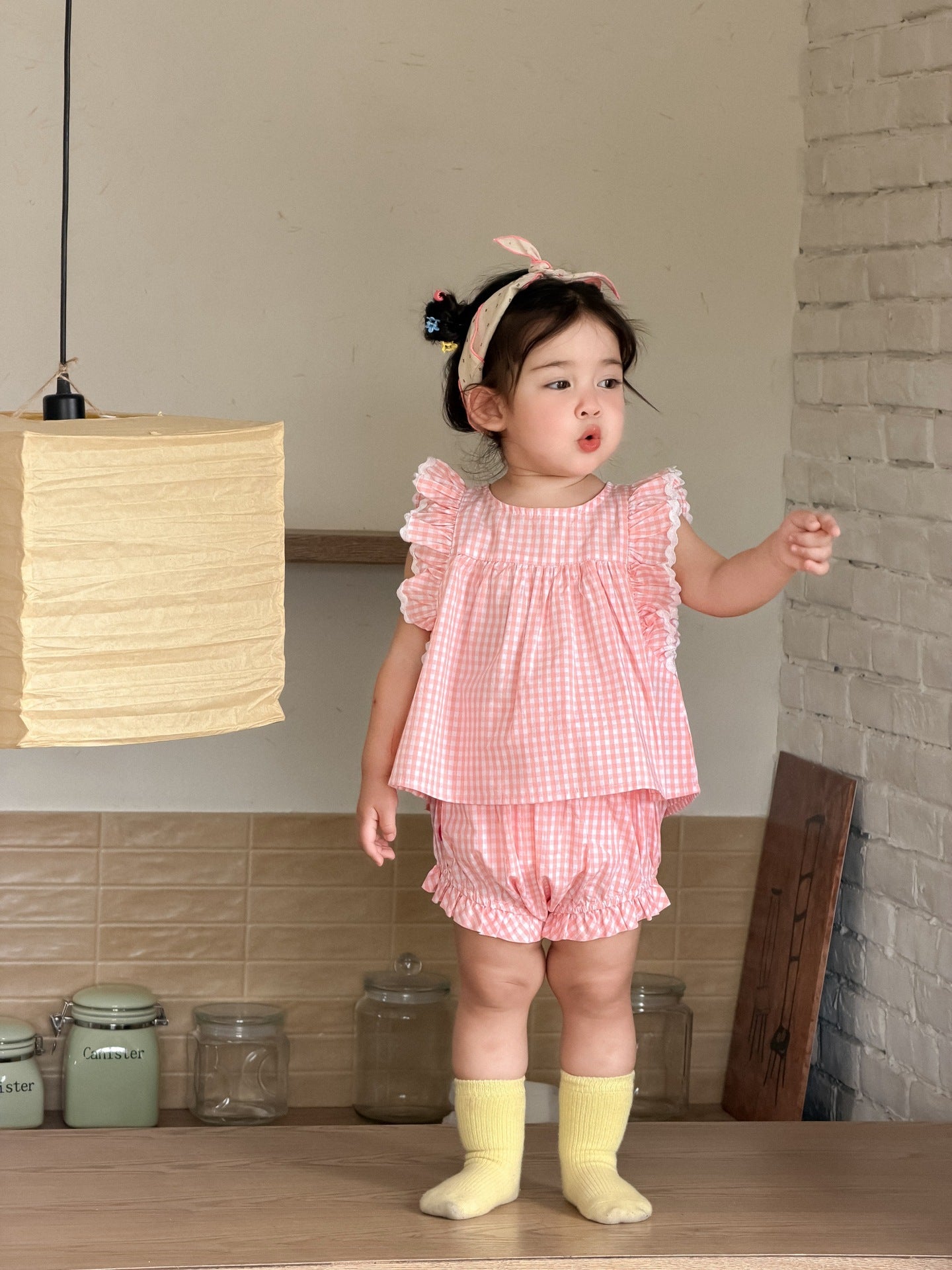 Children's Plaid Summer Thin Korean Style Clothing Children's Suit