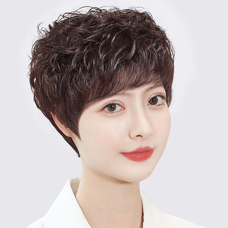 Curly Real Full Human Hand Woven Mother Style Men's Wig