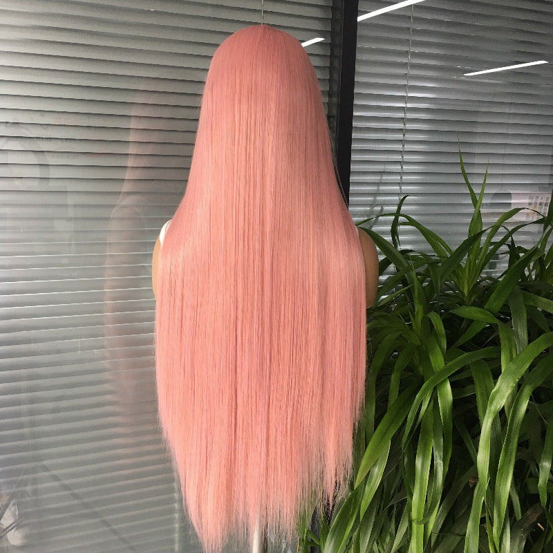 Pretty Fashion Pink Front Lace Style Long Straight Wig