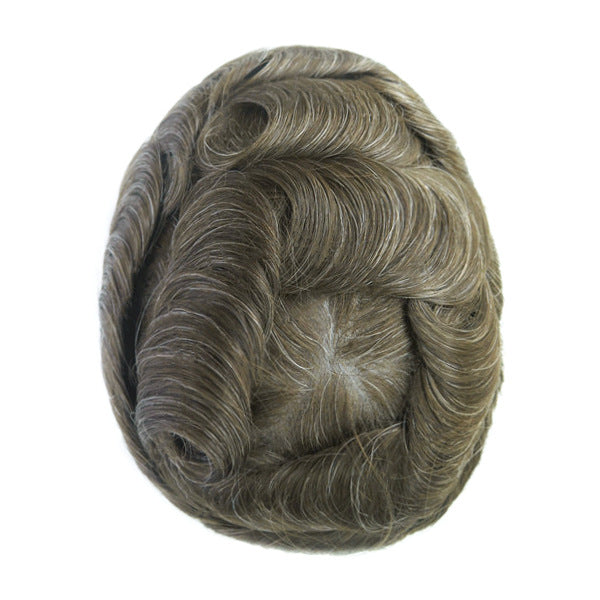 Men's Leather Hand Crochet V Needle Hairpiece Men's Wig