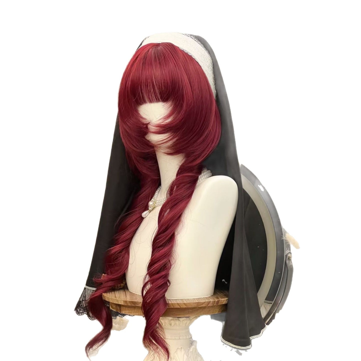 Women's Layered Modified Face Special Wine Red Subculture Jellyfish Head Personality Wig Long Curls