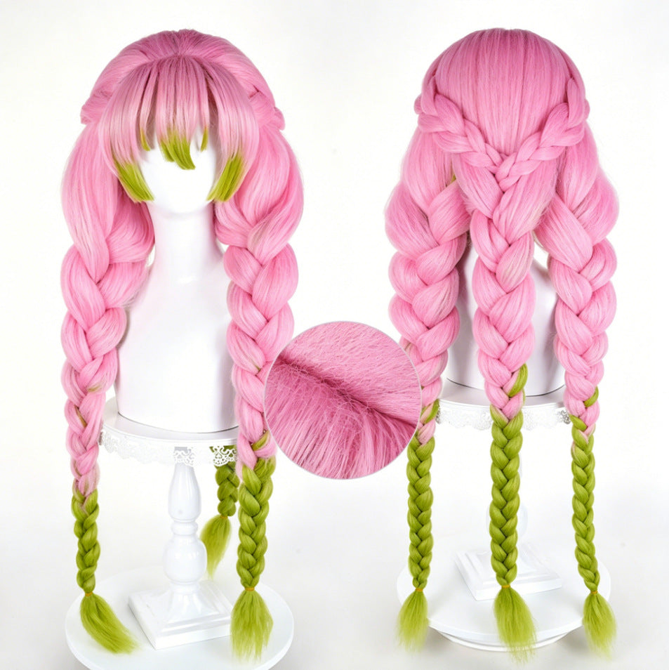 Mi Glass Love Column Pink Green Cos Wig