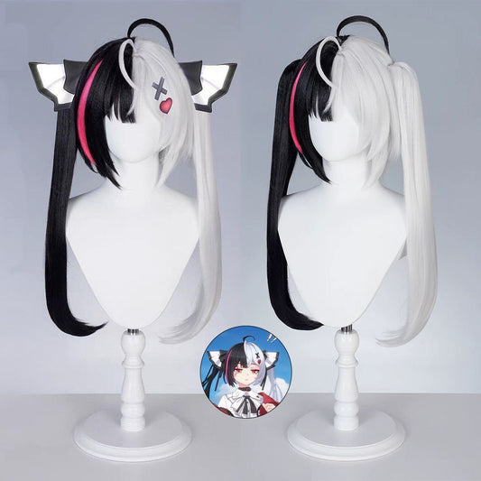 Net Requiem Black White Highlight Jaws Clamp Pairs Ponytail Cos Wig