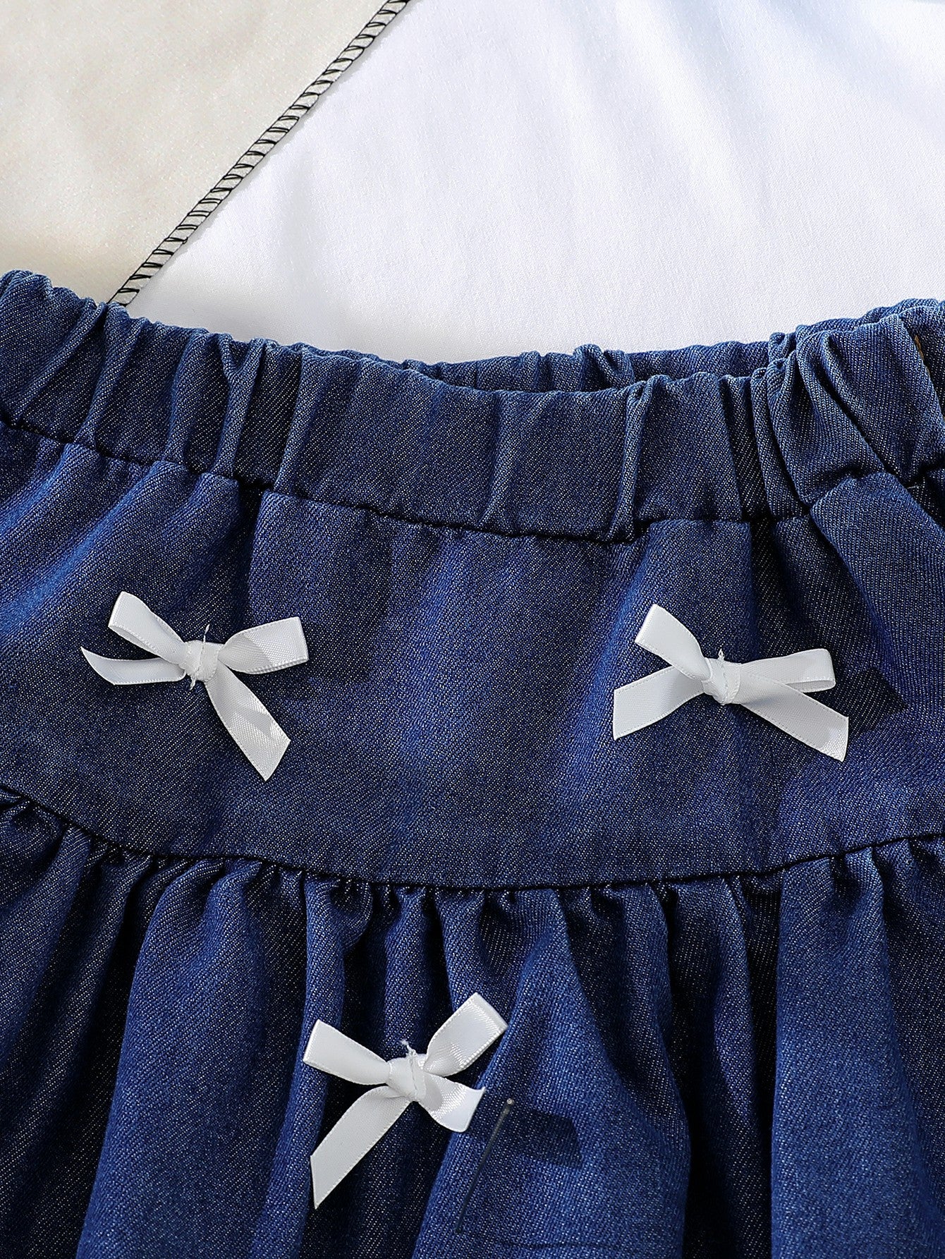 Fashionable Halter Lapel Denim Vest Skirt Children's Suit