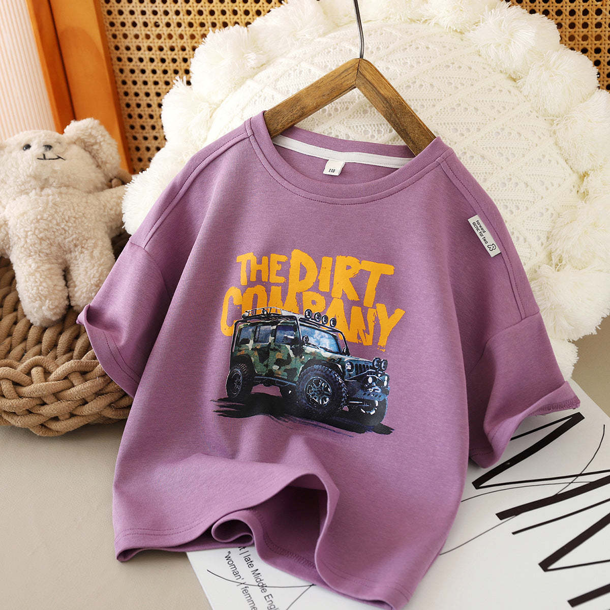 Children's Short-sleeved Medium Large Round Neck Top Cotton Clothes Children's T-shirt