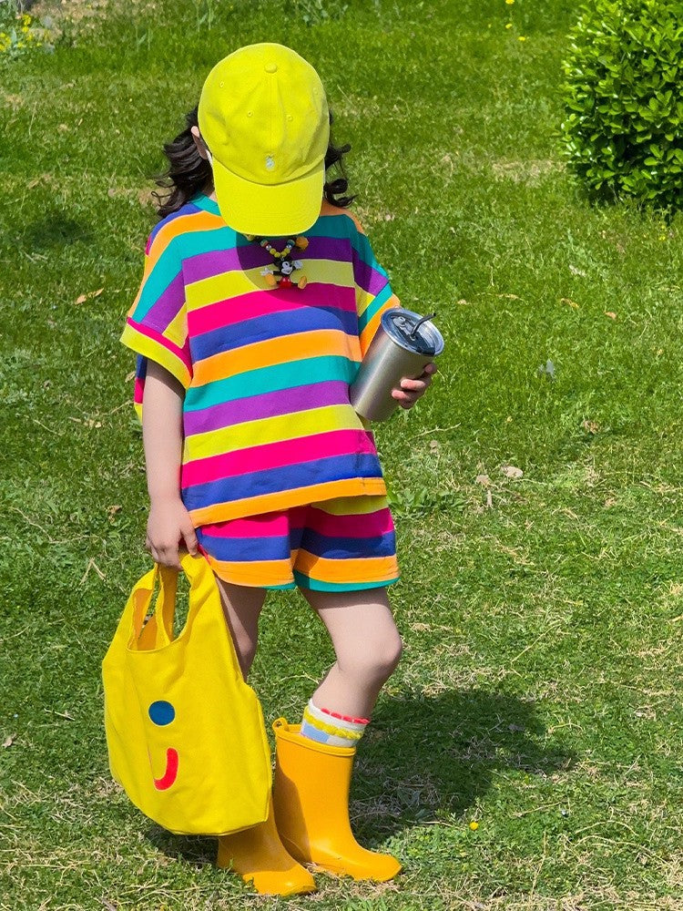 Children's Summer Colorful Wear Dopamine Short Sleeve Clothing Children's Suit