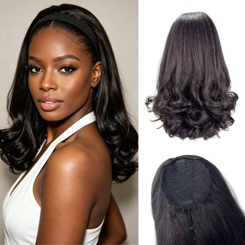 Explosion Natural Fluffy Corn Stigma Tail Wig Short Curly Hair
