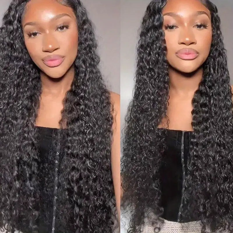 Women's Front Lace Head African Small Volume Wound Tube Wig Long Curls
