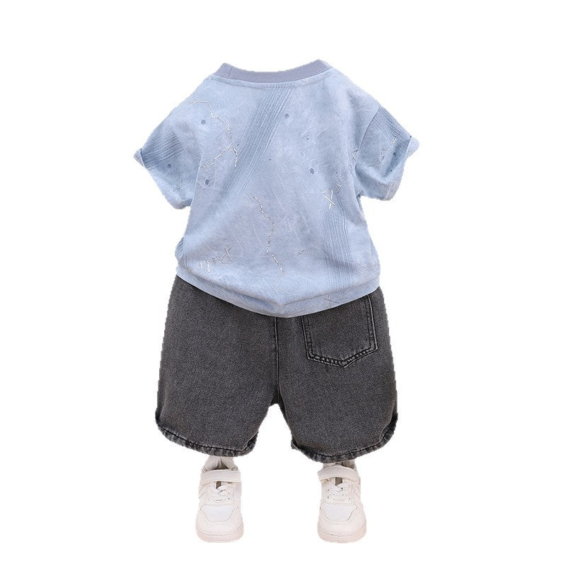 Boys Summer Casual Short-sleeved Shorts Two-piece Set Fashionable Children's Suit