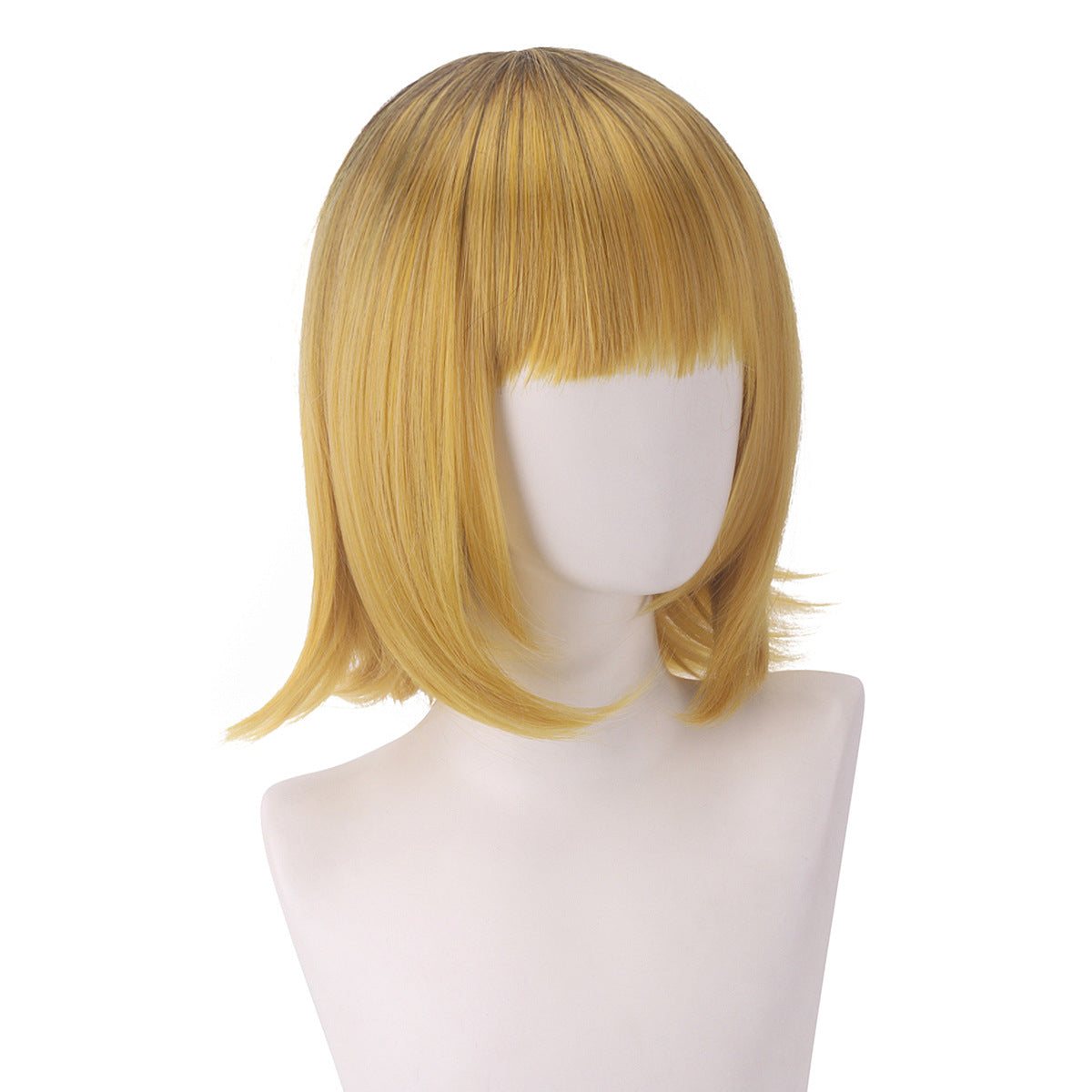 Brown Dyed Gradient Yellow Turn-up Short Cos Wig