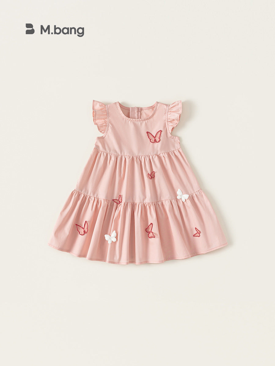 Children's Clothing Flying Sleeve Pink Butterfly Little Princess Skirt Children's Dress