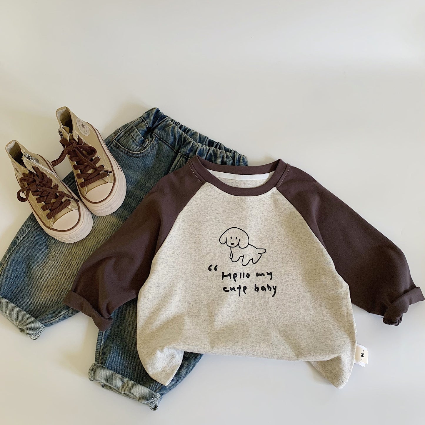 Women's & Men's Korean Style Spring Clothing Long-sleeved Shirt Children's T-shirt
