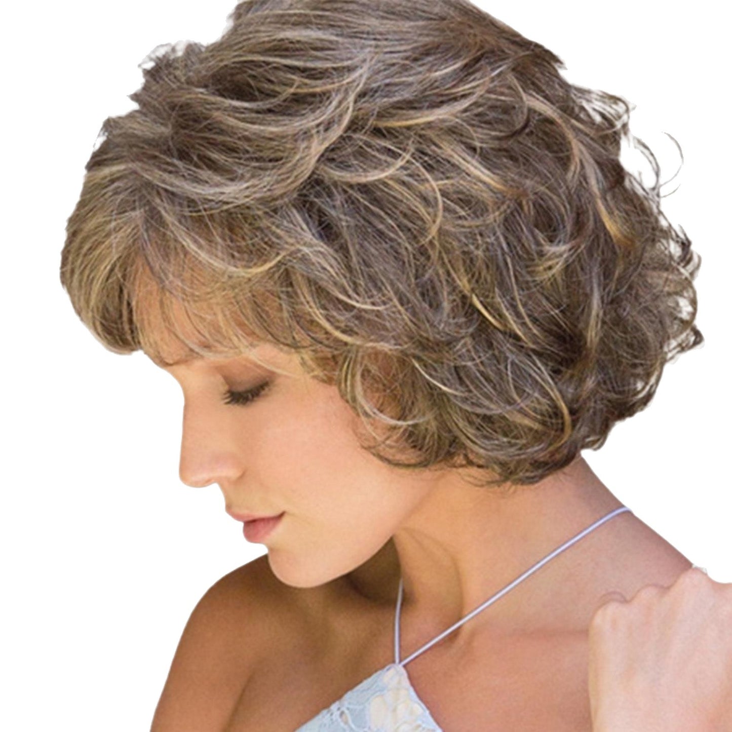 Women's Chemical Fiber Rose Net Fashion Wig Short Curly Hair
