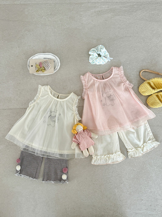 Cartoon Bear Mesh Vest Doll Shirt Children's T-shirt