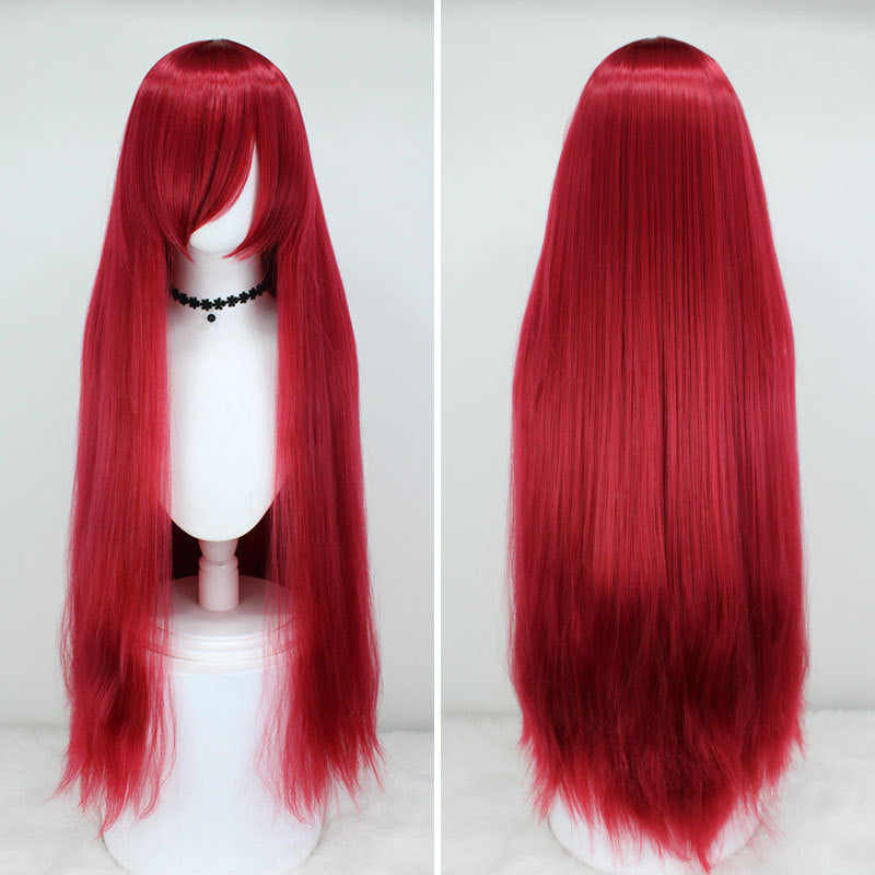Anime Head Cover Fluffy Long Straight Hair Cos Wig
