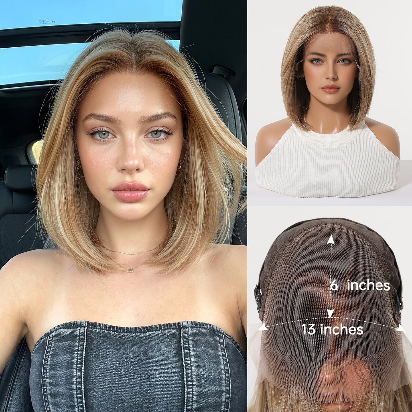 Versatile Lace Female Dark Brown Summer Wig Short Straight Hair