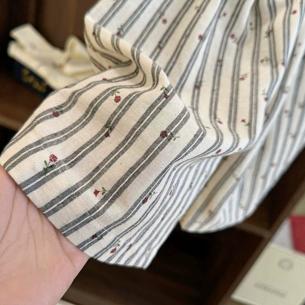 Cotton Linen Vertical Striped Casual Summer Children's Pants