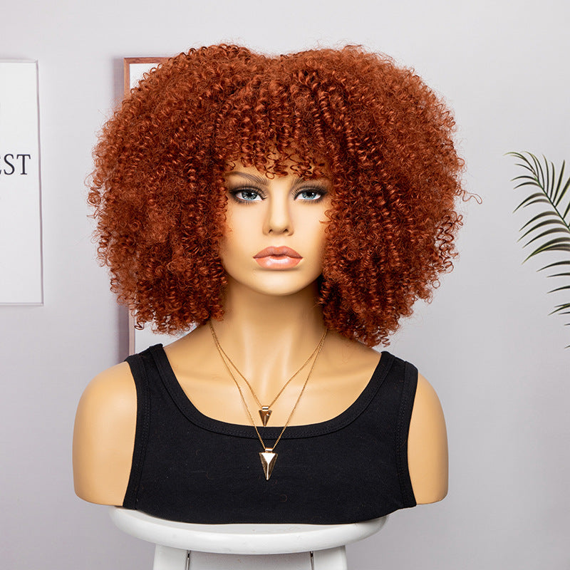 Women's African Fashion Explosion Small Head Cover Wig Short Curly Hair