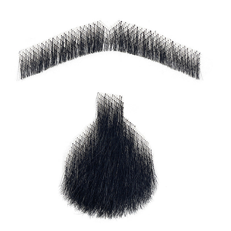 Men's Hand Woven Fake Seamless Human Hair Eyebrows Sideburns Film Television Men's Wig