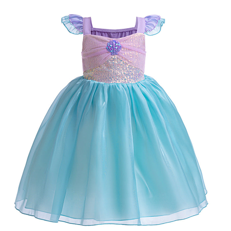 Children's Mermaid Princess Summer Puffy Tulle Skirt Children's Dress