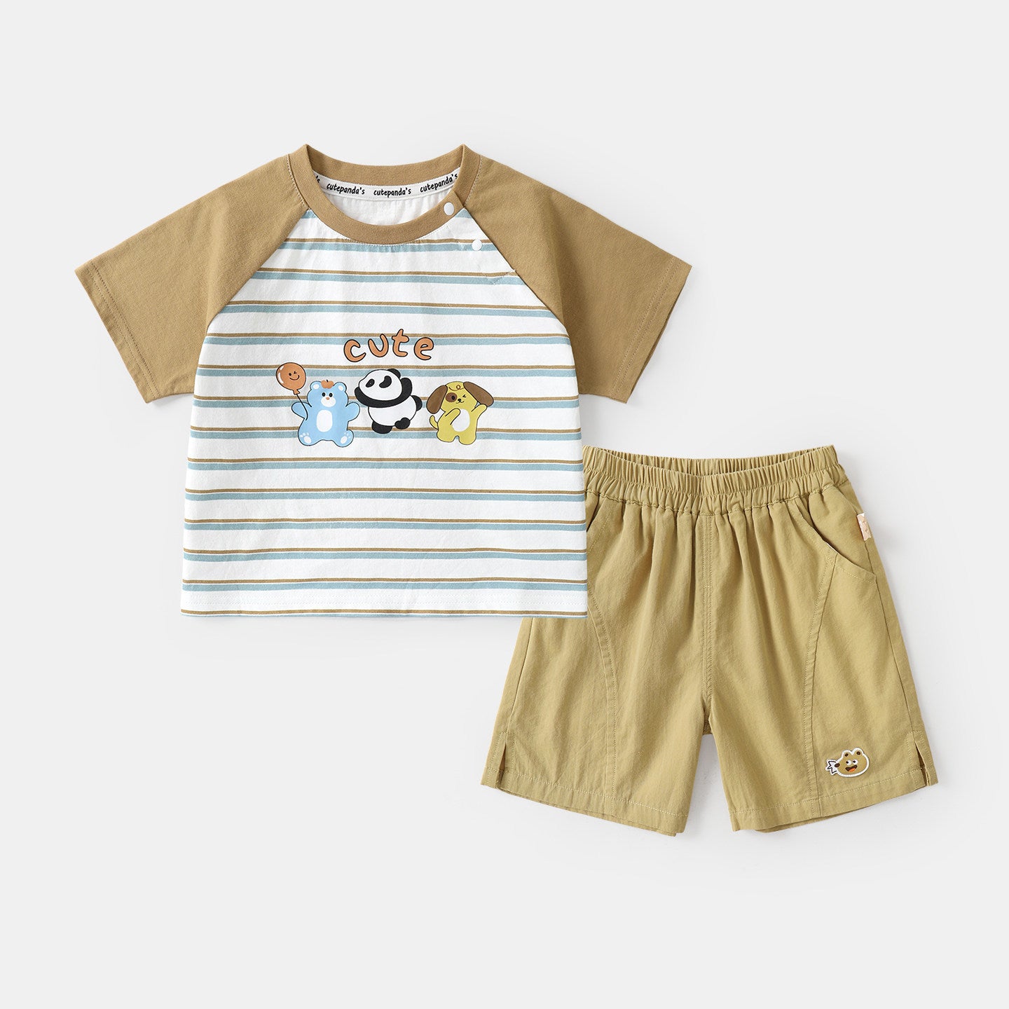 Children's Sleeve Suit Clearance Kaka Panda Summer Clothing Boys Two-piece Children's T-shirt