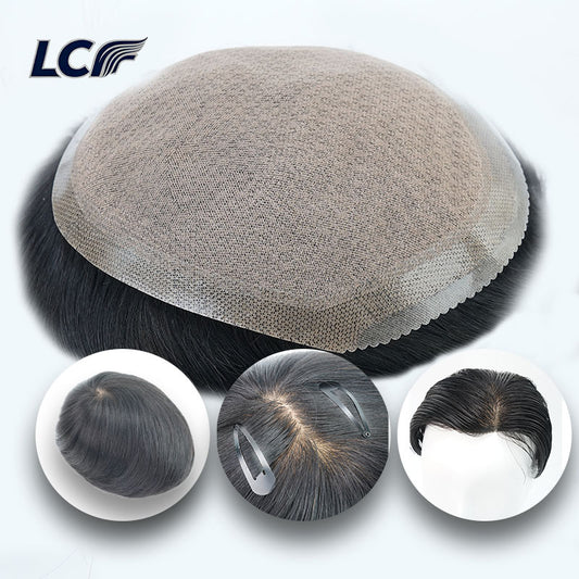 Men's Biological Scalp Seamless Head Supplementing Piece Artificial Invisible Real Hair Wig