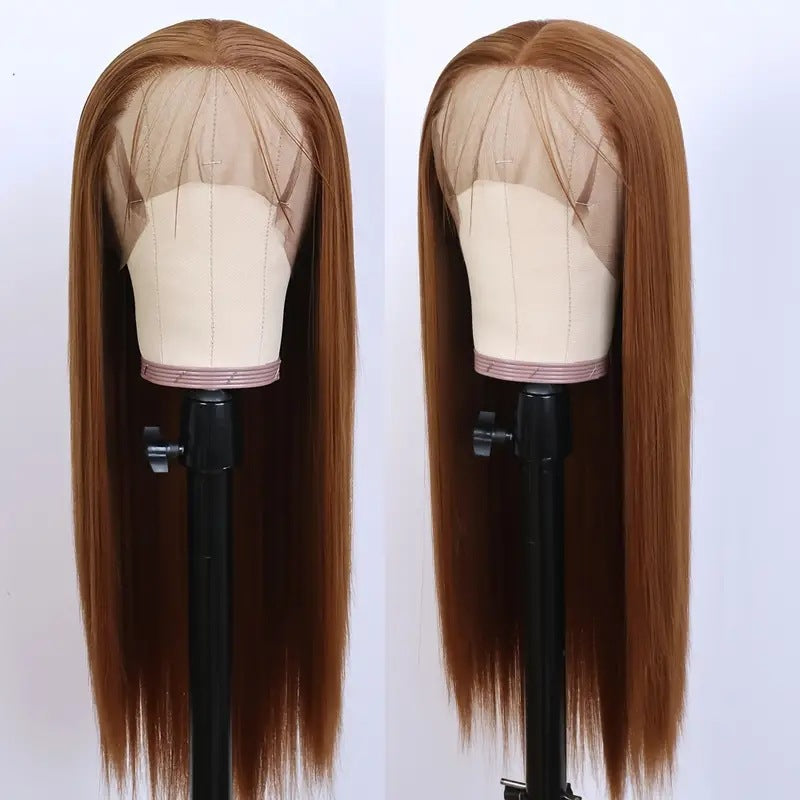 Front Lace Mid-length Heat-resistant Chemical Fiber Long Straight Wig