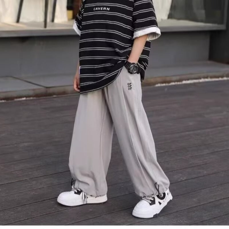 Children's Ice Silk Trousers Medium Big Casual Anti Mosquito Fat Fashion Children's Pants