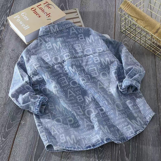 Children's Medium Large Shirts Loose Western Style Boys Spring Casual Fashionable Children's Shirt
