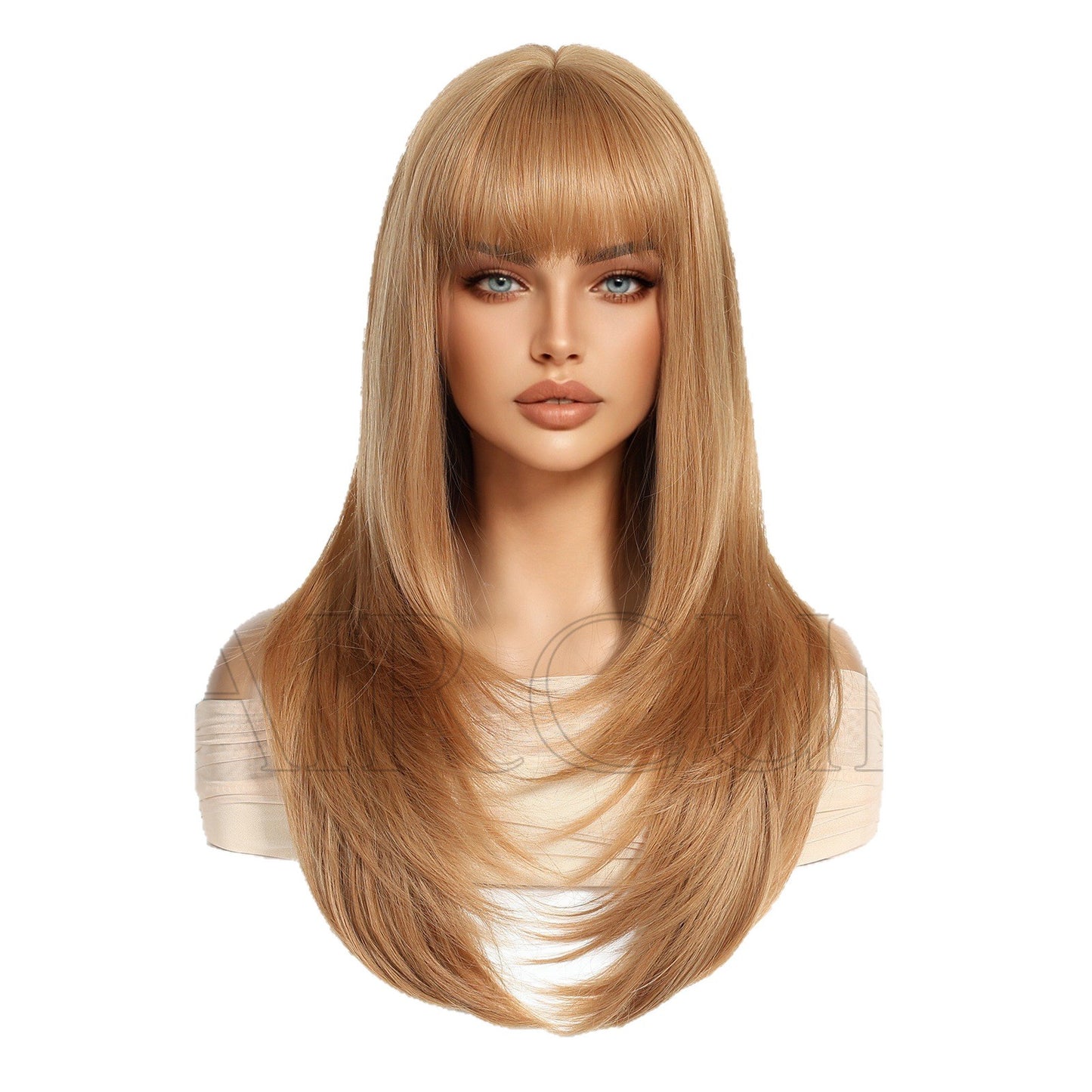 Hair Layered Mechanism Wine Red Festival Atmosphere Long Straight Wig