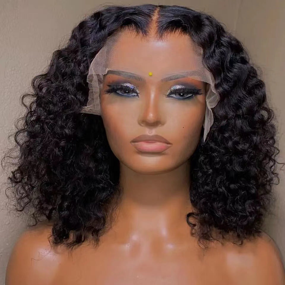 Lace Medium African Small Volume Afro Wig Short Curly Hair