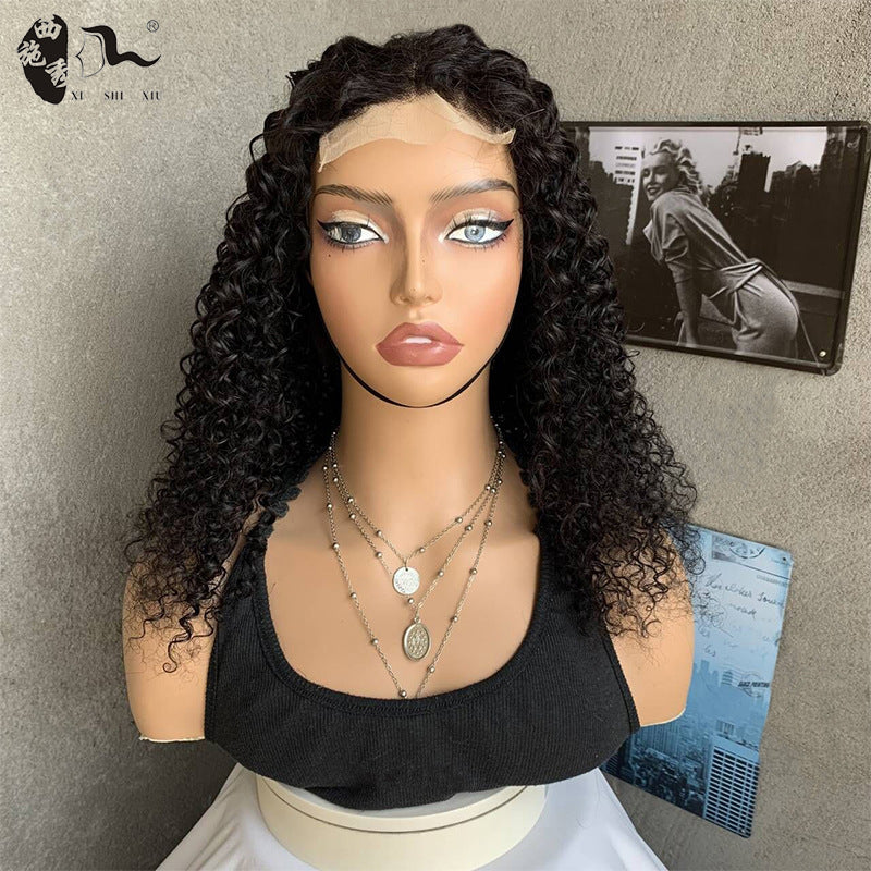 African Curly Hair Mixed Female Head Wig Long Curls