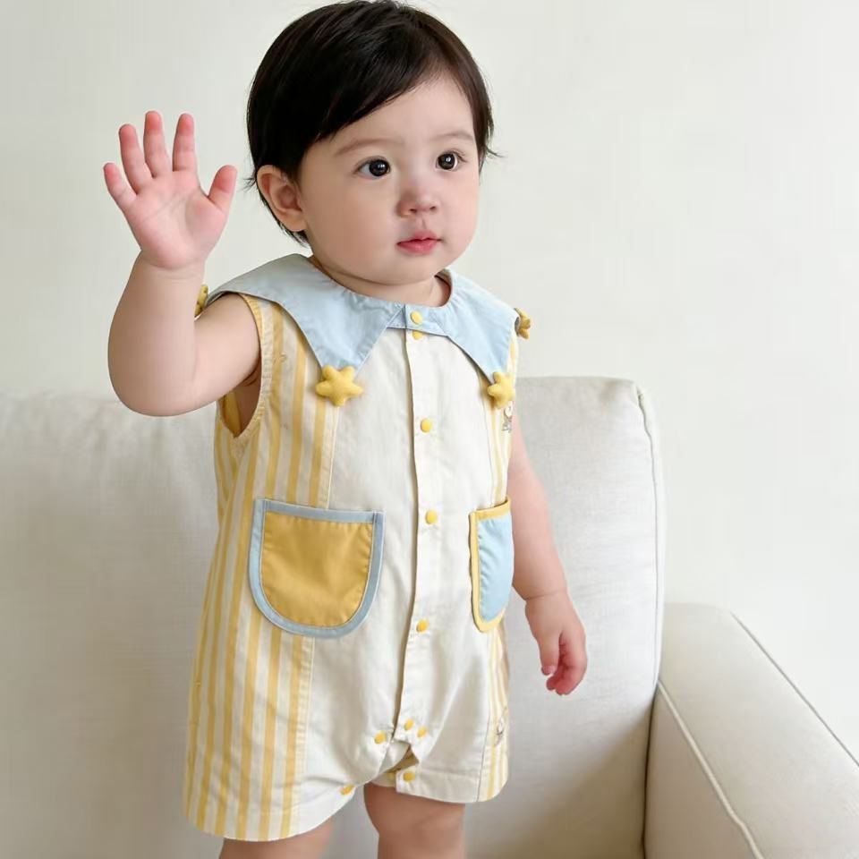 Female Born Clothes Cartoon Cute Jumpsuit Sleeveless Jumpsuit, Climbing Suit