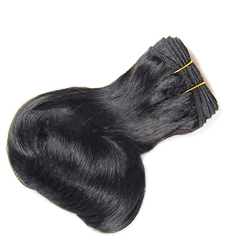 Human Extension Egg Roll Natural Color Real Hair Wig