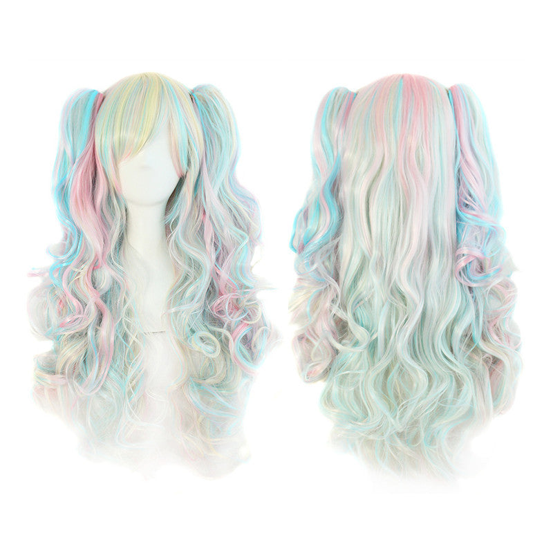 Anime Lolita Double Tiger Clip Color Mixed Synthetic Cos Wig
