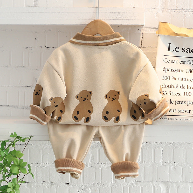 Children's Two-piece Cartoon Lapel Boys Autumn Clothing Children's Suit